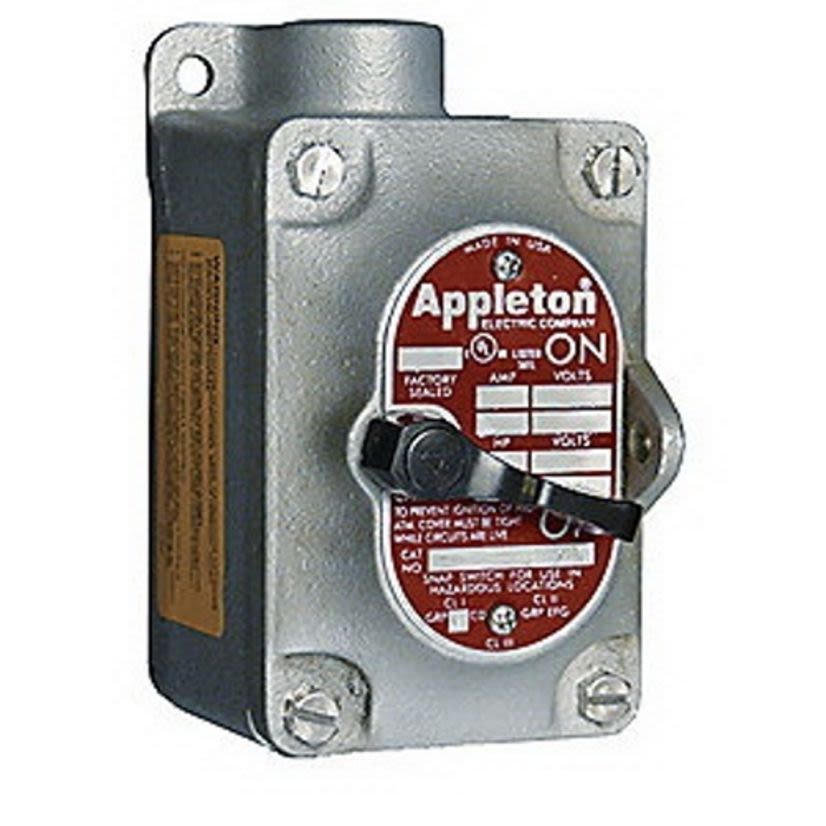 Appleton UNILETS EDS150-F1 1-Gang Dead End Explosionproof Tumbler Switch, 120 to 277 V AC, 20 A, NEMA 7CD/9EFG NEMA Rating